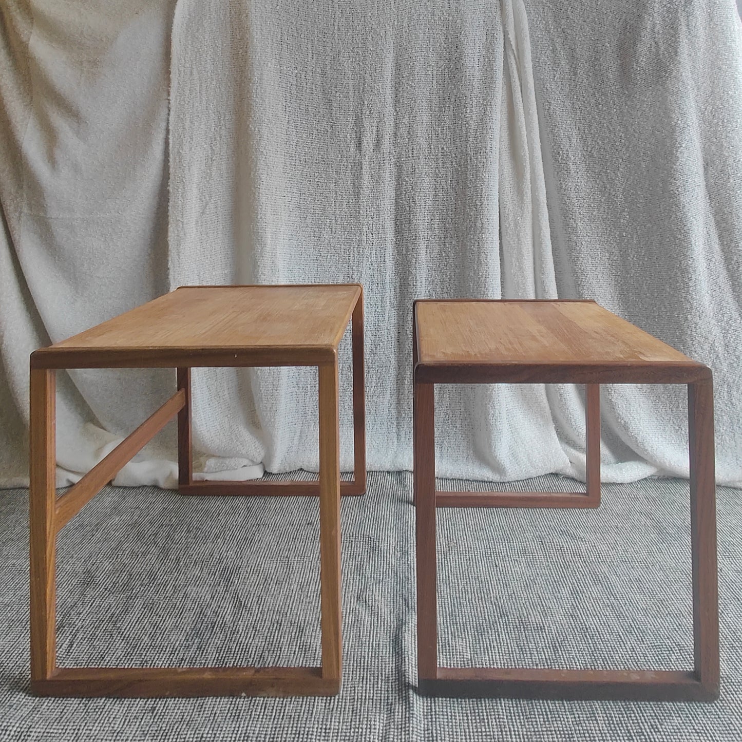 Teak twin-set nest of tables