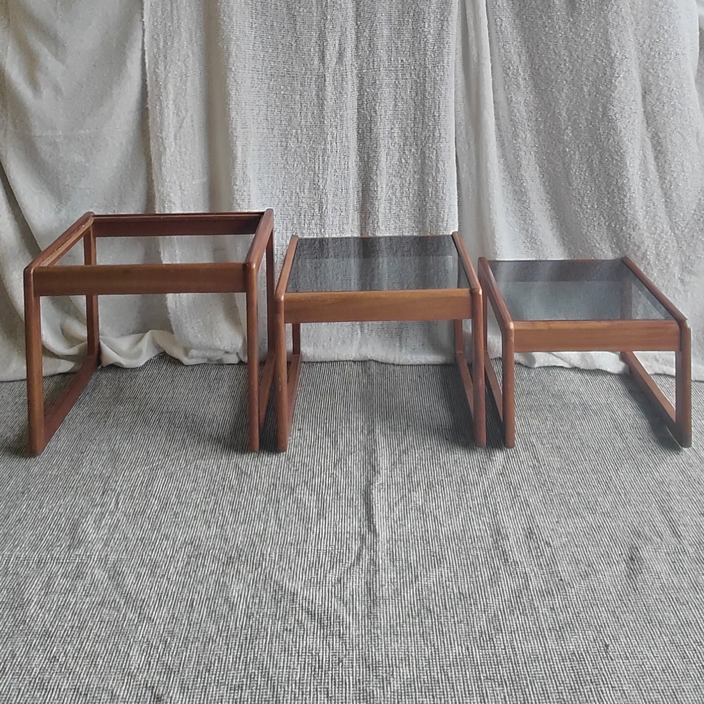 Teak nest of tables trio
