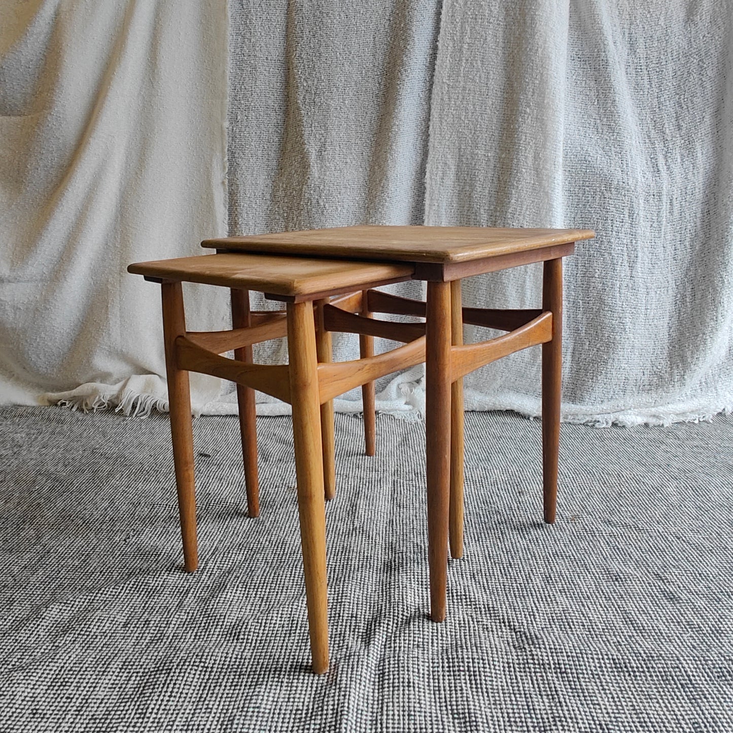 Teak nest of tables duo