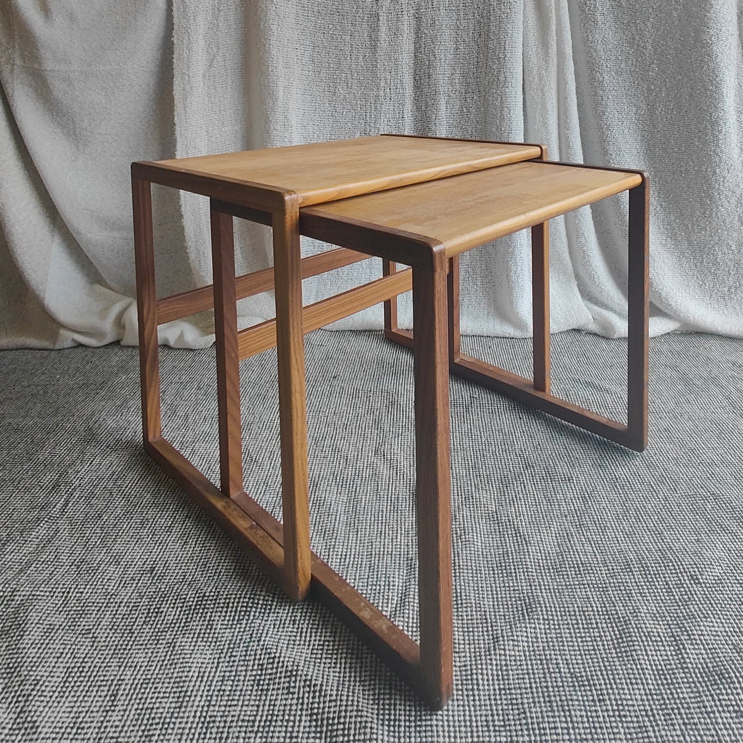 Teak twin-set nest of tables