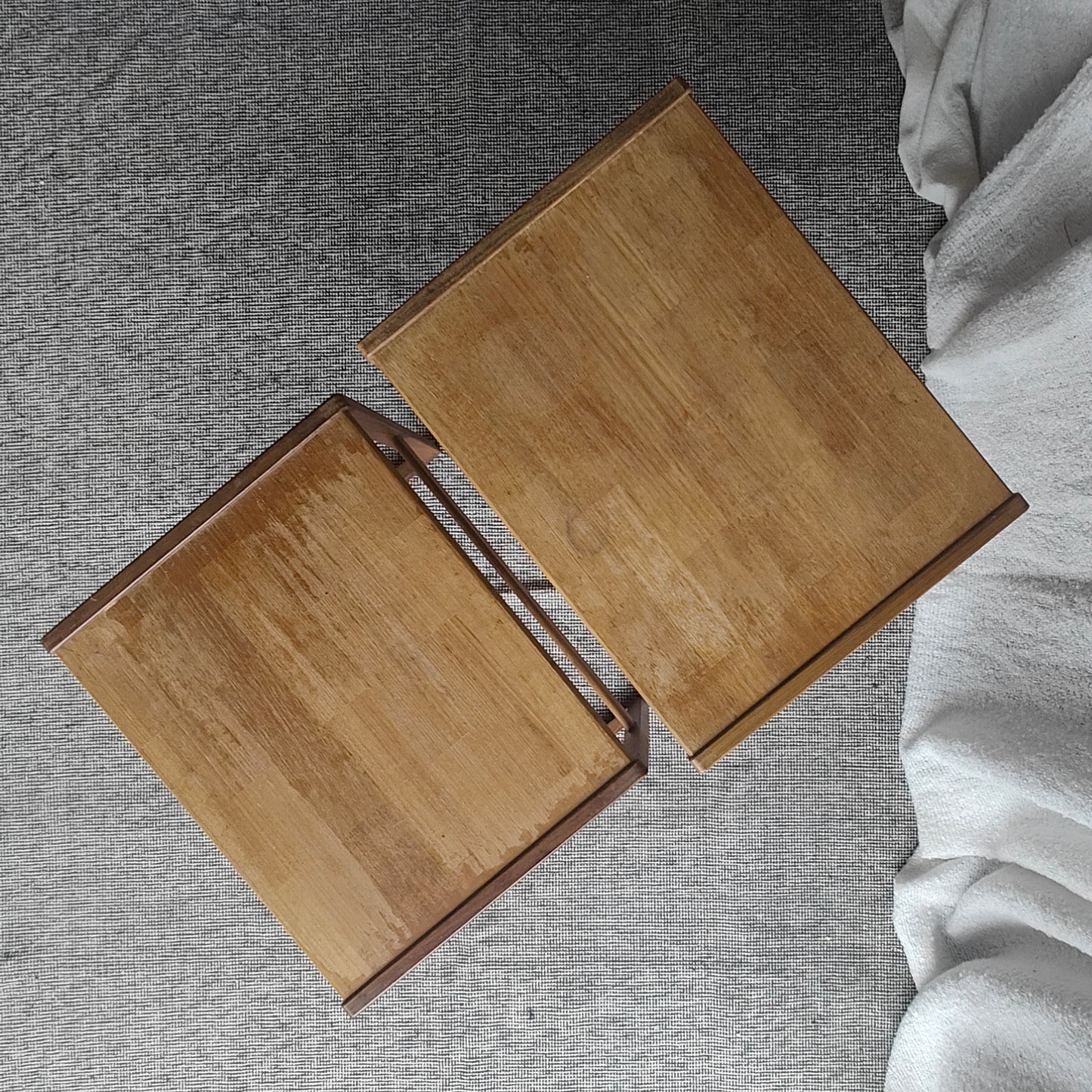 Teak twin-set nest of tables