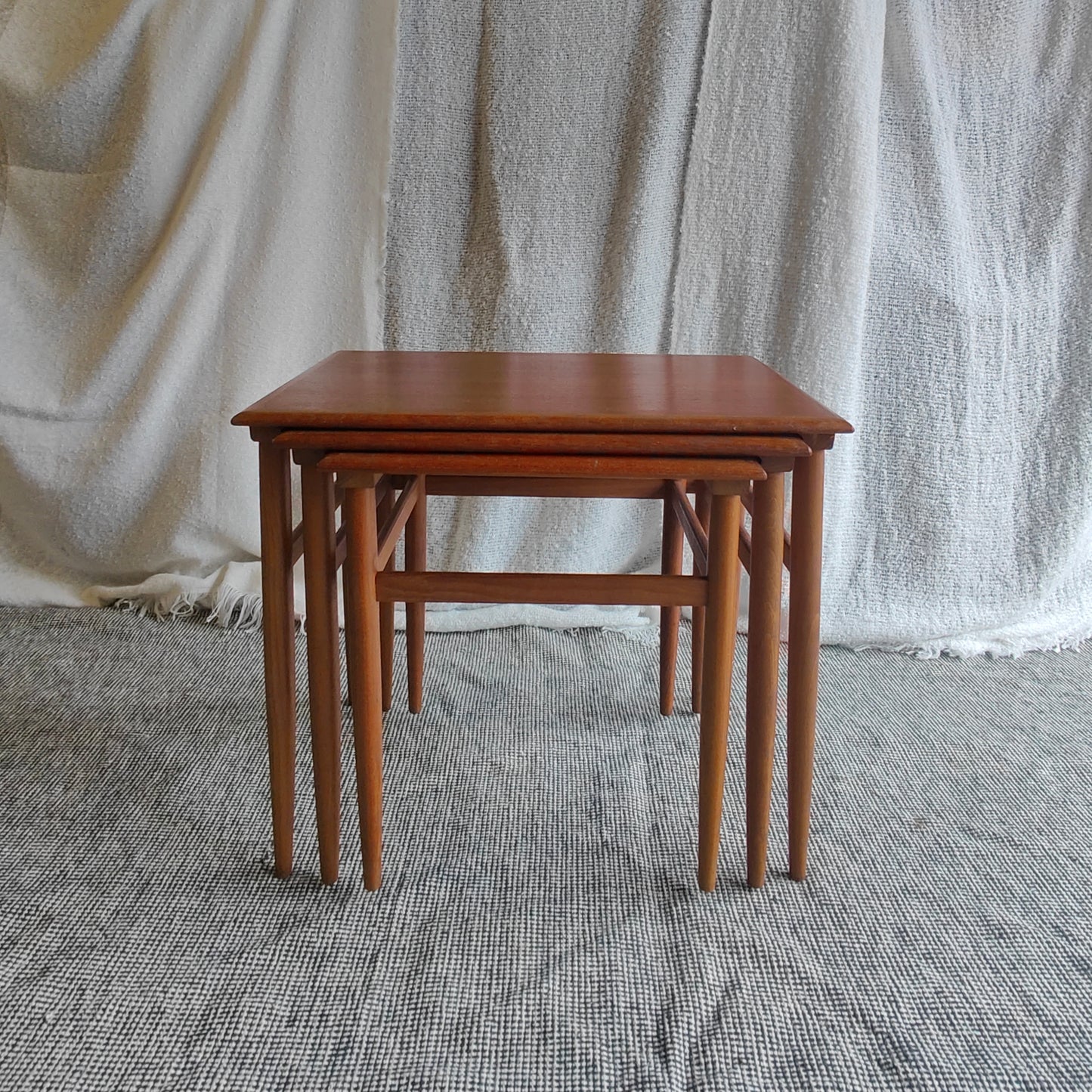 Teak nest of tables trio