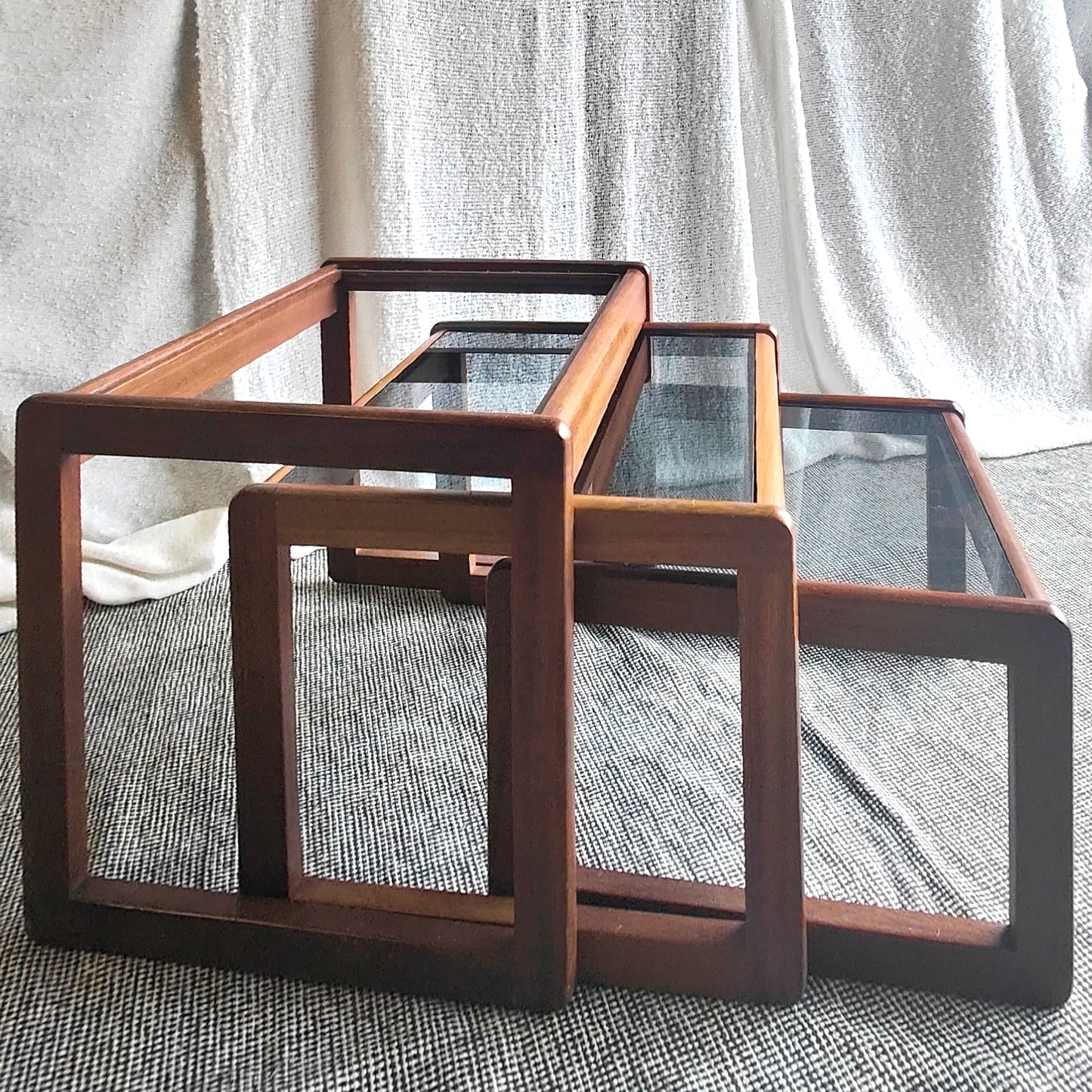 Teak nest of tables trio