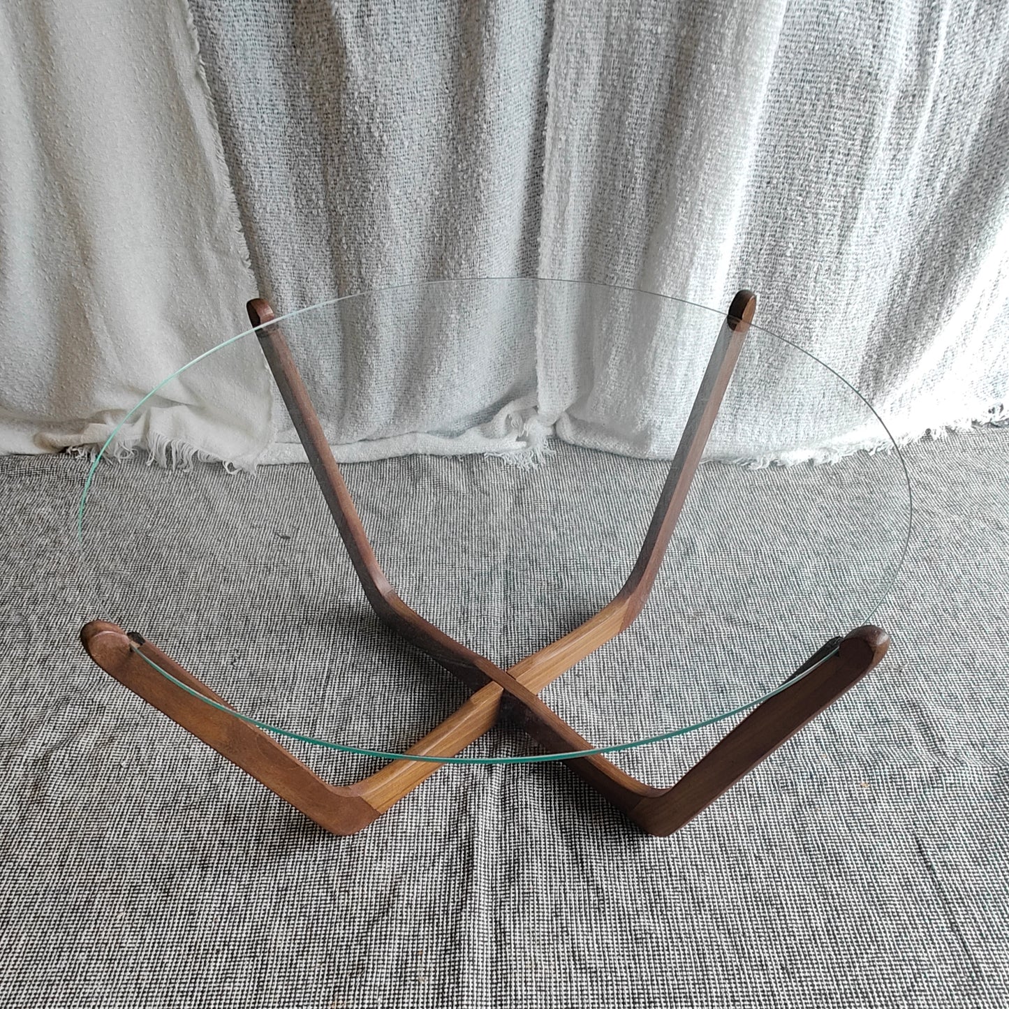 Lebus circular teak and glass coffee table