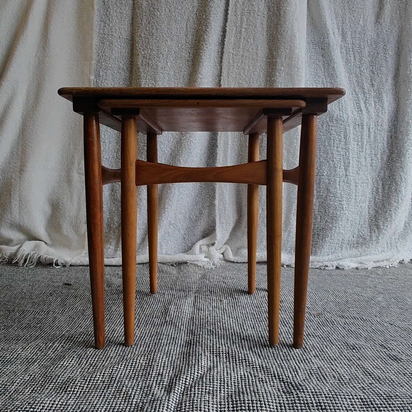 Teak nest of tables duo