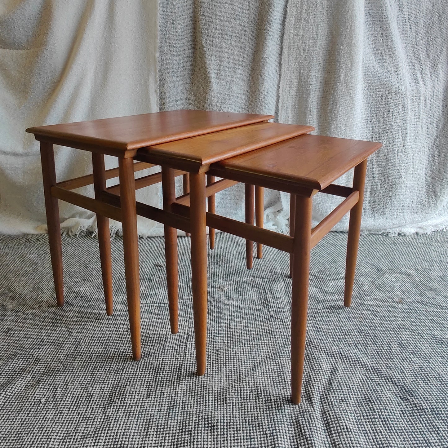 Teak nest of tables trio