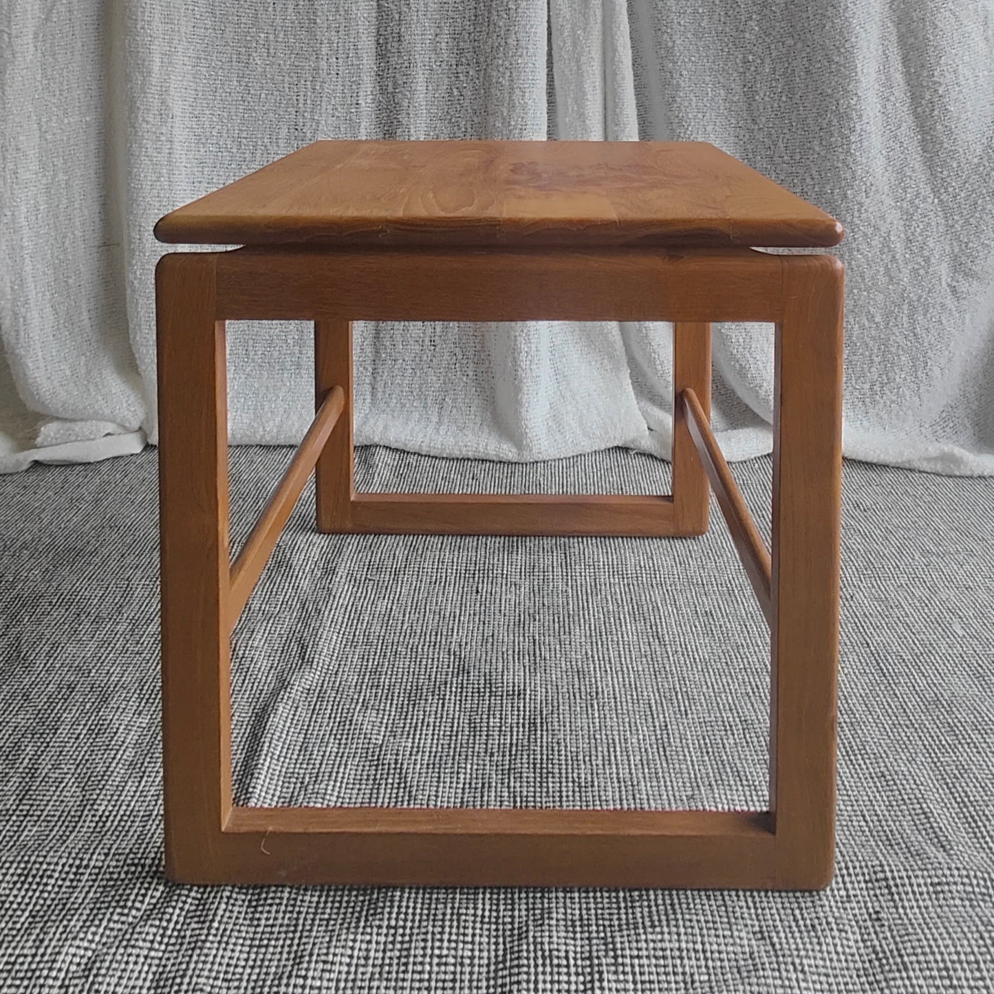 Cube teak side table
