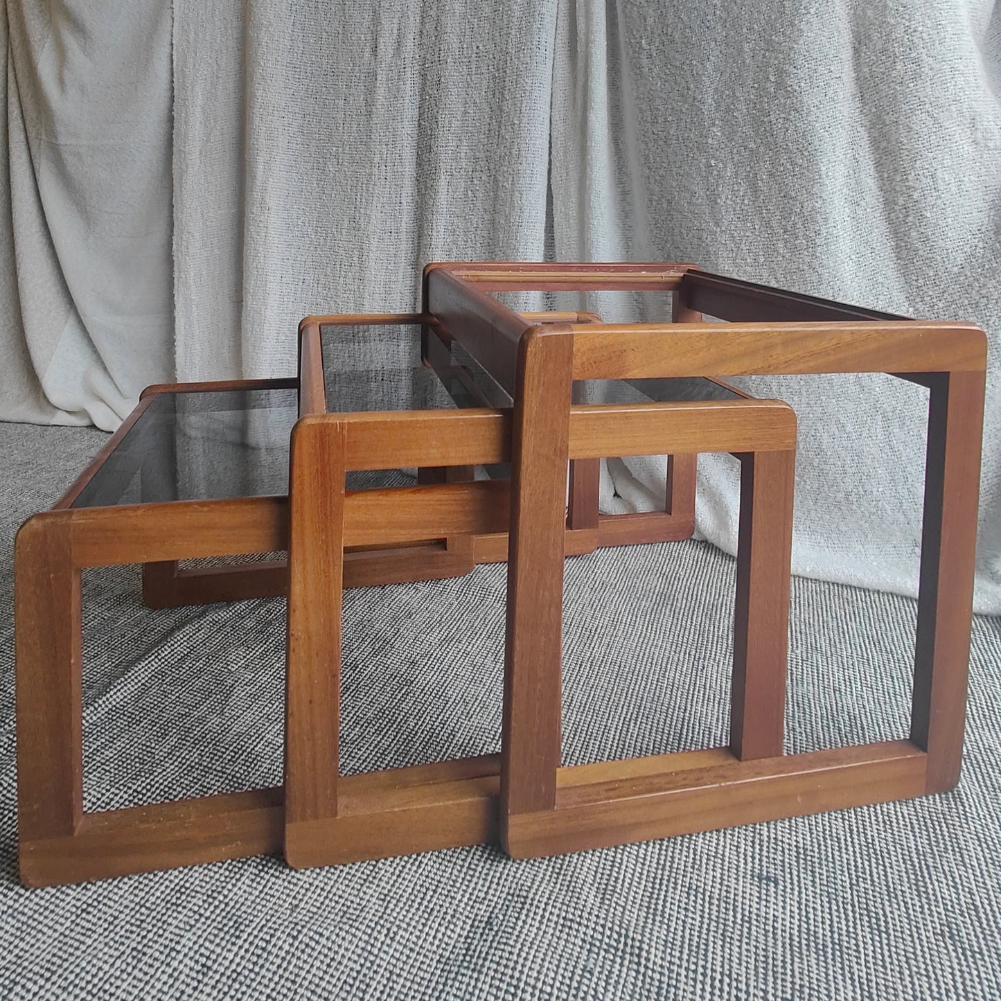 Teak nest of tables trio