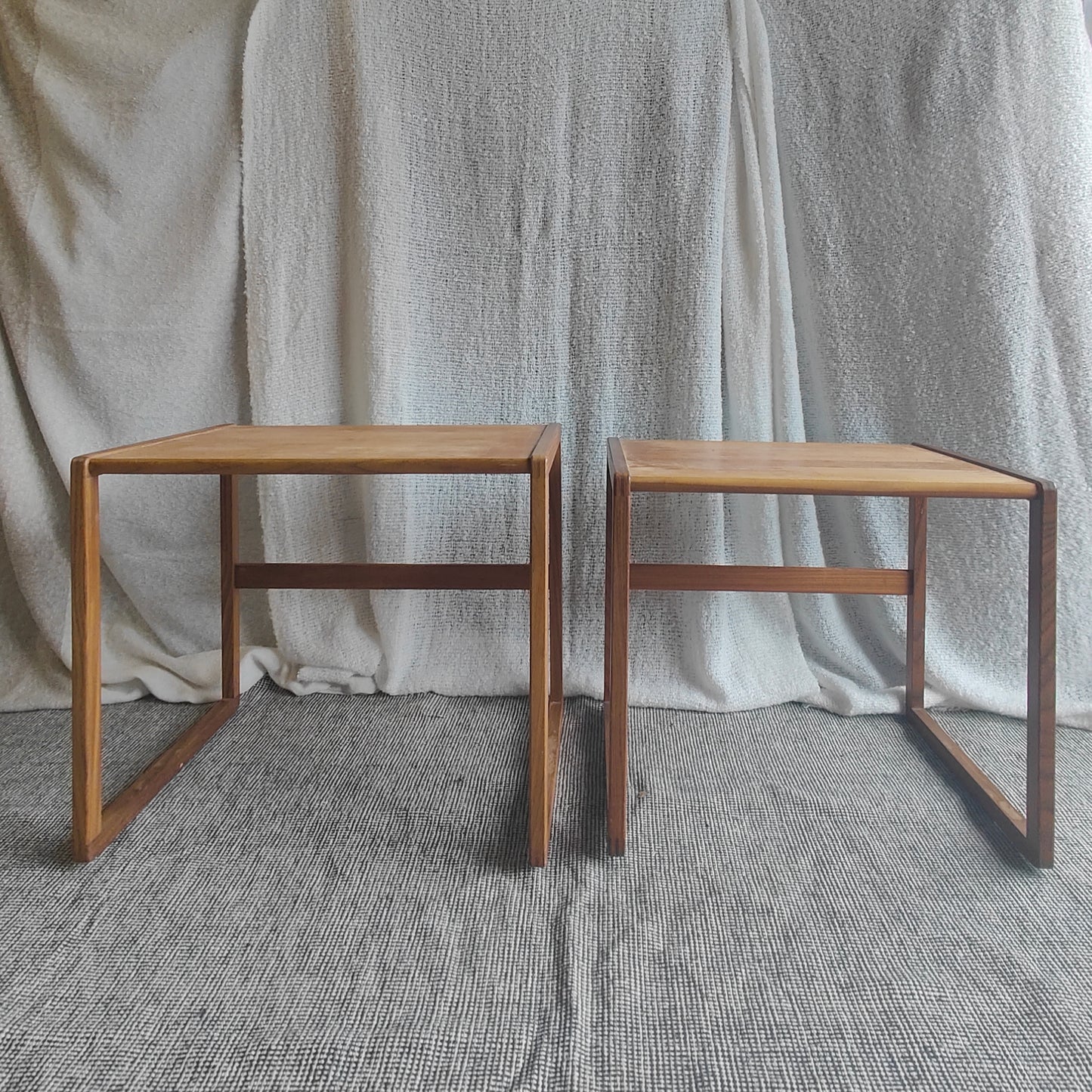 Teak twin-set nest of tables