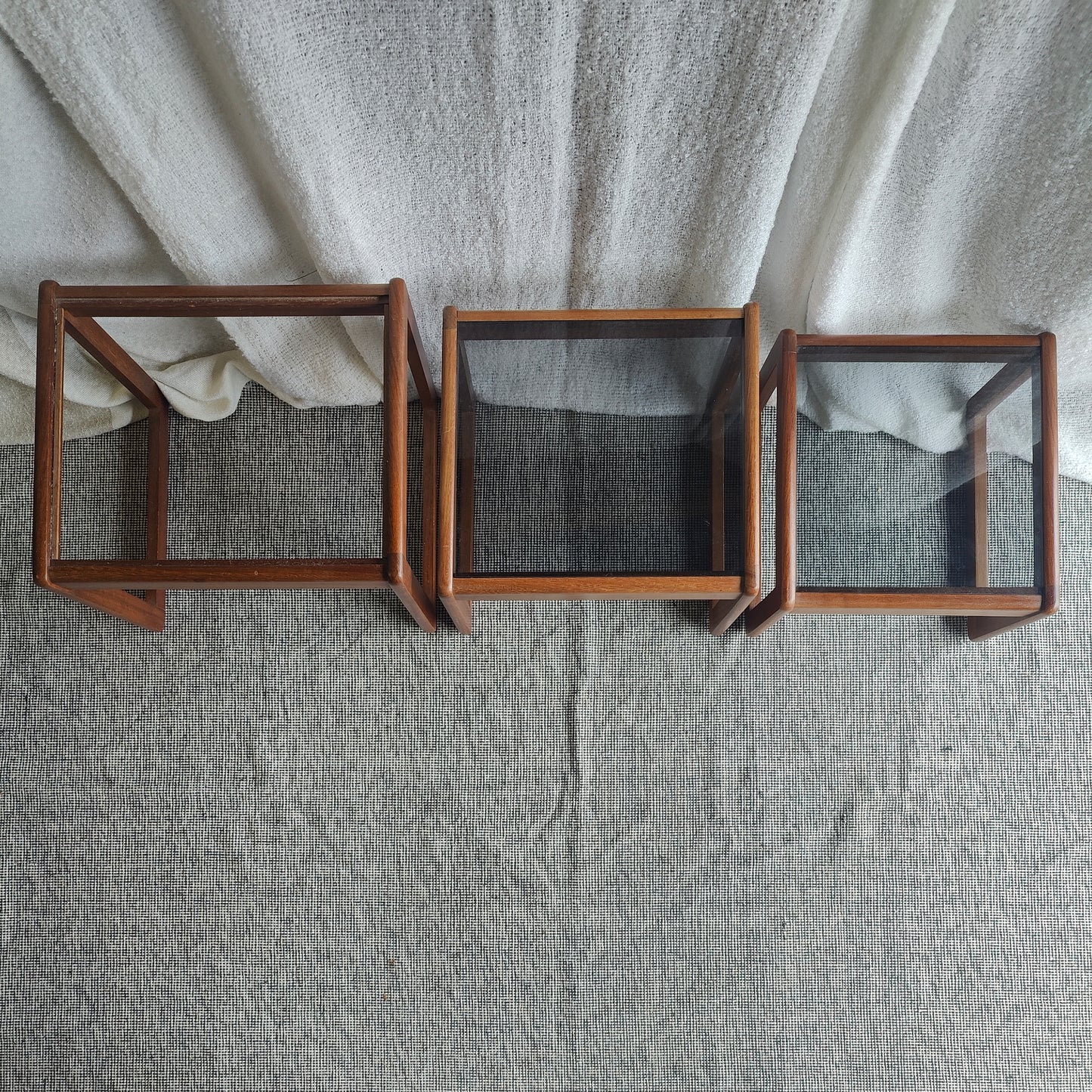 Teak nest of tables trio